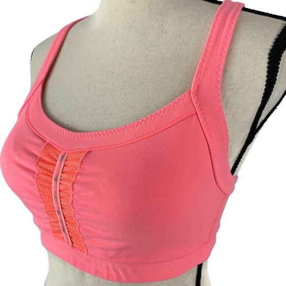 Athleta Freedom Sports Bra Criss Cross Back Rare Coral Pink 964640 Womens Sz Sm - Picture 7 of 13